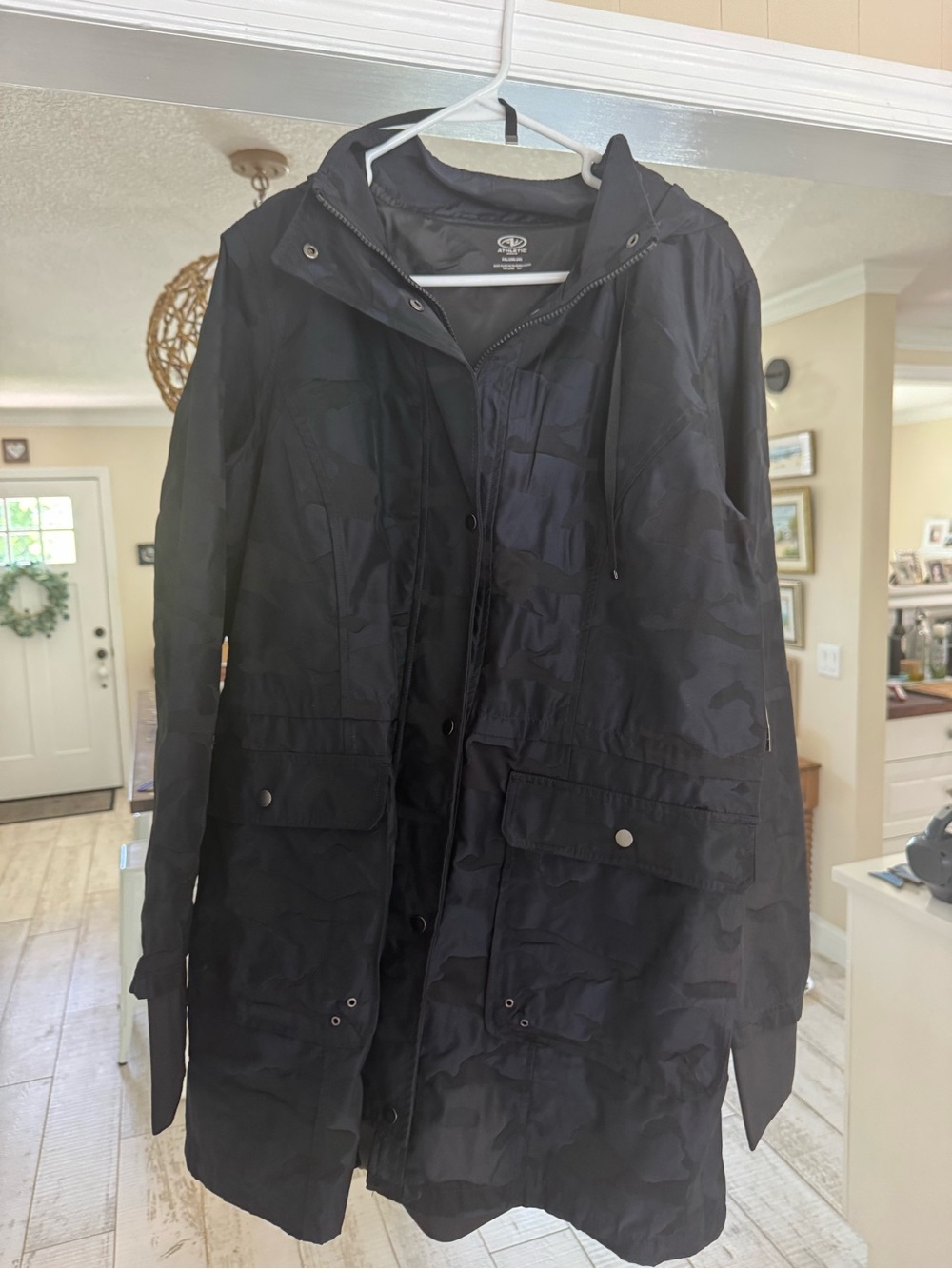 Athletic Works Navy Camo Texture Hooded Utility Anorak Jacket